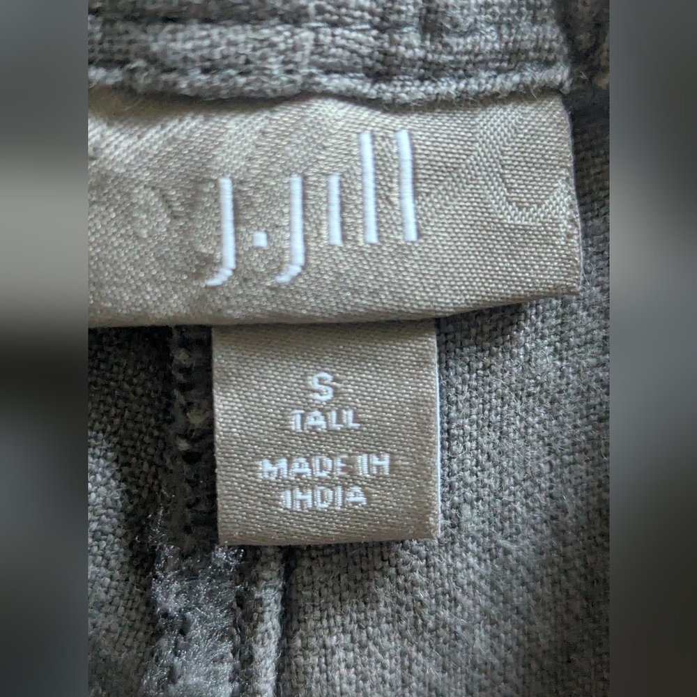 J. Jill 100% Linen Tall Wide Leg Pants Charcoal Gray Pockets Size Small - Picture 2 of 11